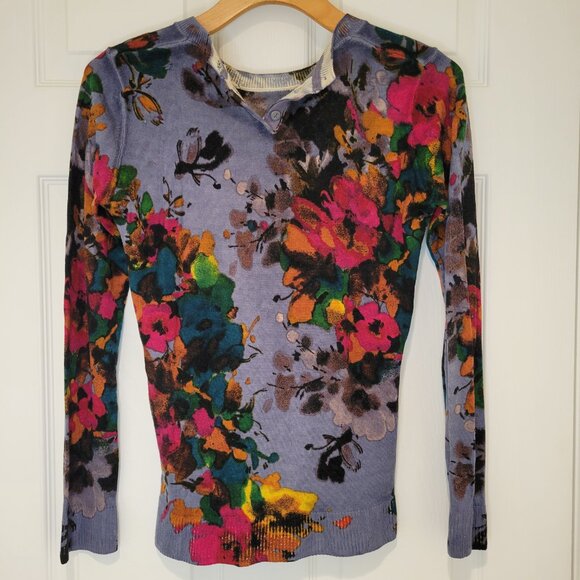 ELLEN TRACY Floral Fine Merino Wool Sweater - Picture 7 of 10